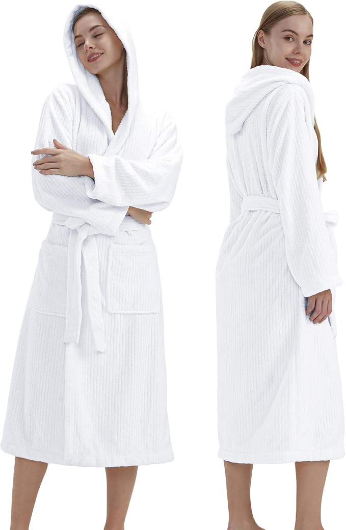 PJGGZ Hooded Bathrobes for Women, Soft Long Towel Robes for Women - Quick Dry yet Warm