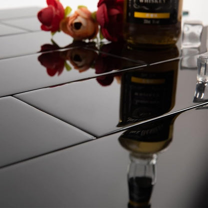 Black Glass Subway Tile, Glass for Bathroom Kitchen Shower Backsplash Wall, 4 x 12 Inches, 4 Sq.Ft.