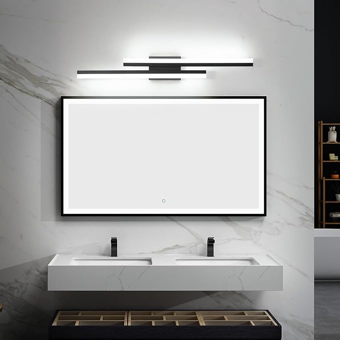 PRESDE 32 Inch LED Vanity Light Bar, Modern Black Bathroom Lighting Fixture Over Mirror