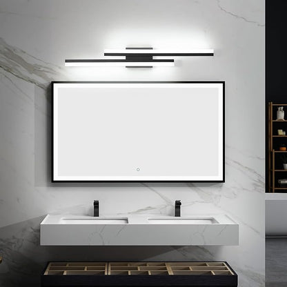 PRESDE 32 Inch LED Vanity Light Black Bathroom Light Fixtures Over Mirror Modern Bath Lighting Bar 5CCT