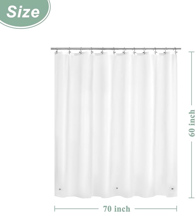 Mrs Awesome 70x60 Short Shower Curtain Liner Frosted | 3 Bottom Magnets,12 Rustproof Grommets,Water Proof Lightweight PEVA,70W x 60H for Bathroom Short Size