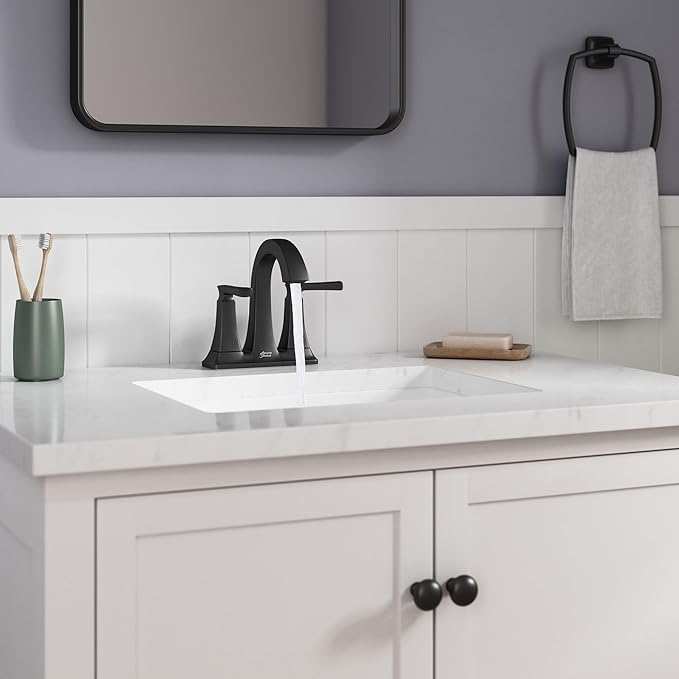 American Standard 7426201.243 Belmeade Two-Handle 4-Inch Centerset Bathroom Faucet, 1.2 GPM, Matte Black