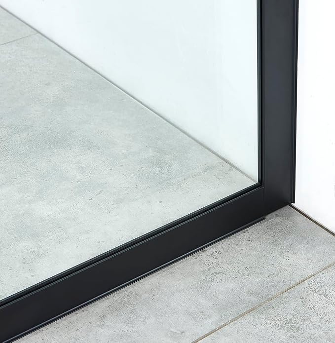 Shower Screen 36" x 76" Shower Wall Panel Matte Black | Tempered Glass 3/8 inch, Half Frameless Shower Wall Panel, Easy to clean Coating, Fixed Glass Shower Door With Hardware