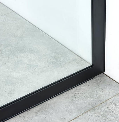 Shower Screen 36" x 76" Shower Wall Panel Matte Black | Tempered Glass 3/8 inch, Half Frameless Shower Wall Panel, Easy to clean Coating, Fixed Glass Shower Door With Hardware