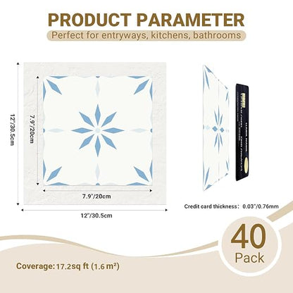 Peel and Stick Floor Tile, 7.9"x7.9" Vinyl Flooring for Bathroom Kitchen, Waterproof Non-Slip Durable Self-Adhesive Easy DIY Removable