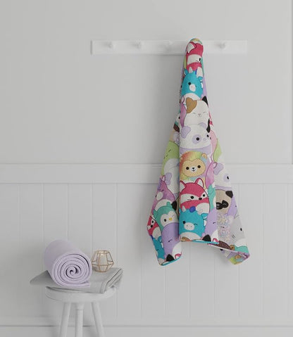 Squishmallows Kids Bath/Pool/Beach Soft Cotton Terry Hooded Towel Wrap, 24 in x 50 in, By Franco