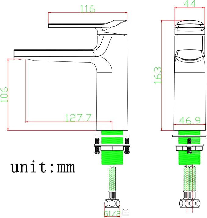 Bathroom Water Faucet Single Handle Faucet for Bathroom Sink 1 Hole Hot and Cold Black+Red