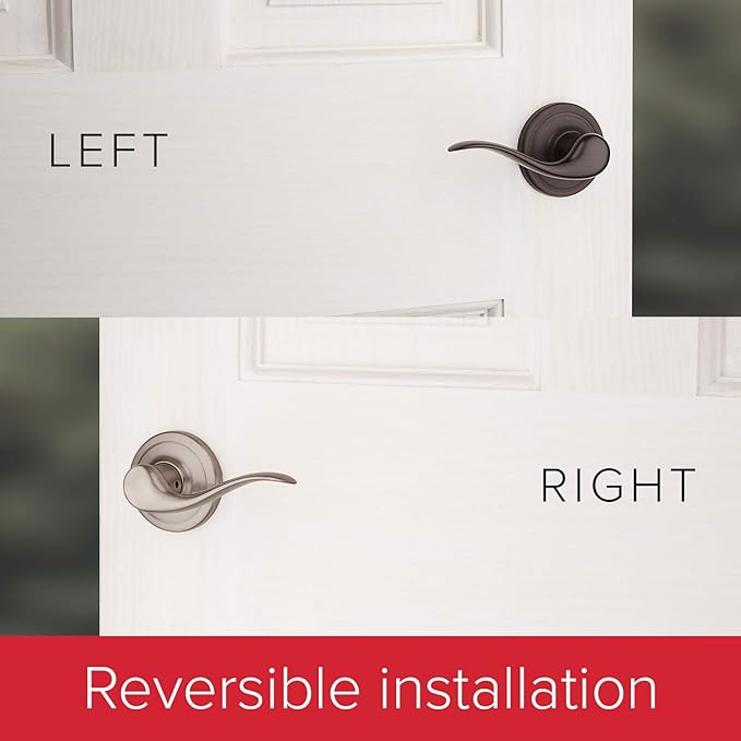 Kwikset Avalon Front Door Handle No Lock, Entry Handleset Exterior with Interior Reversible Handed Lever, Non-Locking, Venetian Bronze, Deadbolt Not Included, with Microban Protection