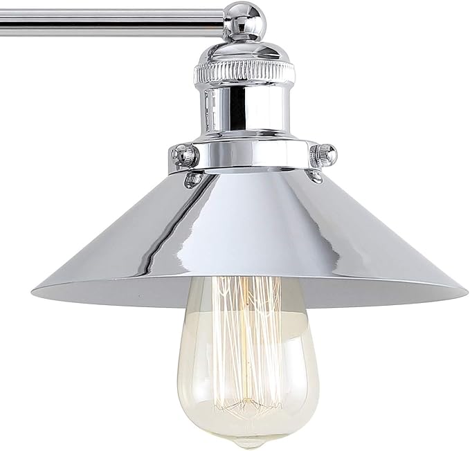 JONATHAN Y 17.5" Chrome 2-Light Industrial Farmhouse Metal Vanity Light Wall Sconce, Metal Shade for Bathroom Mirror, Kitchen, Entryway, LED Bulb Included (JYL7424A)
