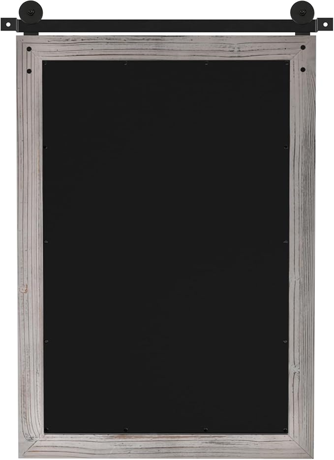 COGOOD Farmhouse Bathroom Mirrors for Over Sink - 30 x 22 Grey | Rustic Barn Door Wood Framed Vanity Mirror for Entryway, Living Room, Bedroom, Dresser Wall Decor