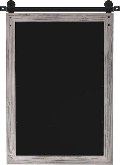 COGOOD Farmhouse Bathroom Mirrors for Over Sink - 30 x 22 Grey | Rustic Barn Door Wood Framed Vanity Mirror for Entryway, Living Room, Bedroom, Dresser Wall Decor