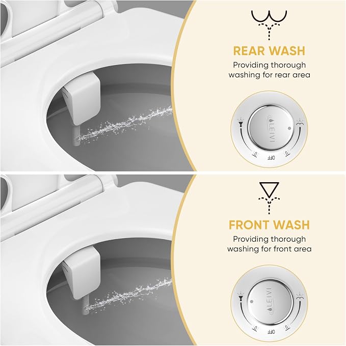 Bidet Attachment for Toilet, Ultra-Slim Bidets for Existing Toilets with Dual Nozzle, Hygienic Toilet Bidet, Fresh Cold Water Sprayer, Adjustable Water Pressure