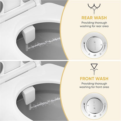 Bidet Attachment for Toilet, Ultra-Slim Bidets for Existing Toilets with Dual Nozzle, Hygienic Toilet Bidet, Fresh Cold Water Sprayer, Adjustable Water Pressure