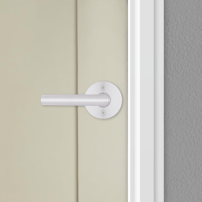 Kwikset Milan Interior Passage Door Handle, Lever For Closet and Hallway Doors, Reversible Non-Locking Handle Lever, Polished Chrome