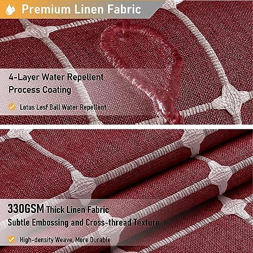 BTTN Burgundy Boho Farmhouse Linen Heavy Duty Shower Curtain Set, 72x72
