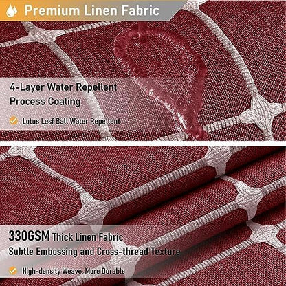BTTN Burgundy Boho Farmhouse Linen Heavy Duty Shower Curtain Set, 72x72