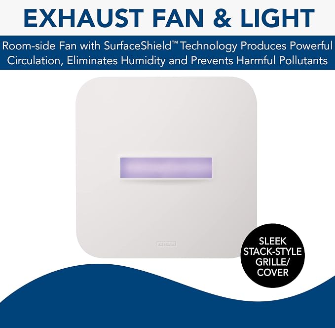 Broan-NuTone AR110LKVV SurfaceShield Vital Vio Powered Exhaust Vent LED White Light & Violet Light, 110 CFM, White & Available NuTone WVK2A Flexible Wall Ducting Kit for Ventilation Fans, 4-Inch