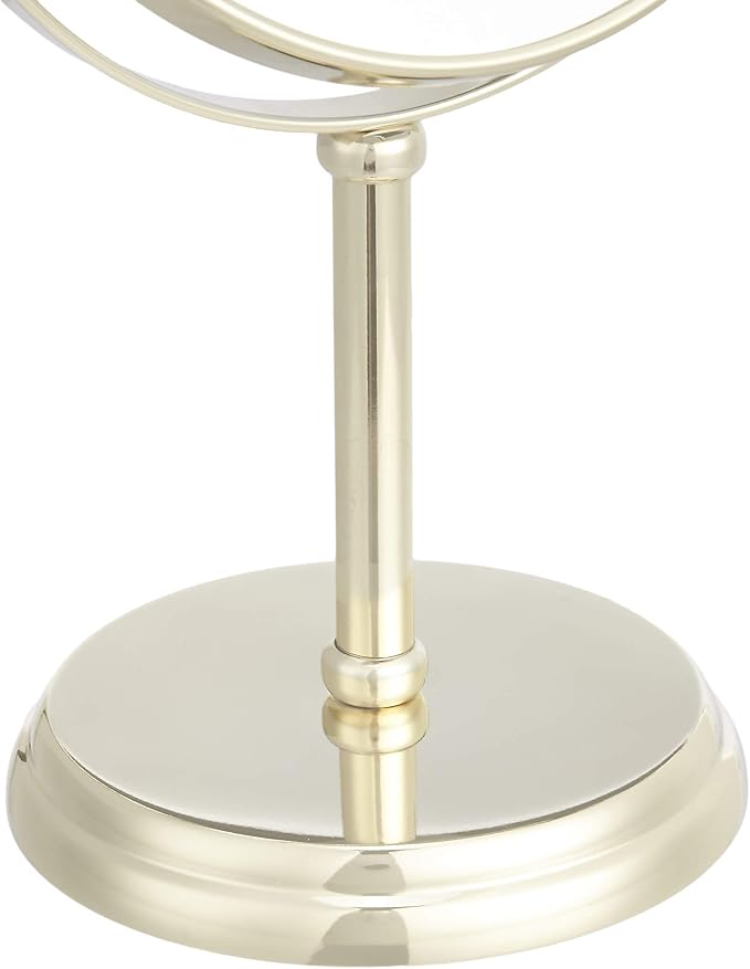 Amazon Basics 360° Rotation Double Sided Vanity Mirror, 1X/5X Magnification, Tabletop Mount, Iron Frame, 7.2"L x 4.92"W, Gold
