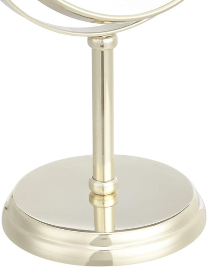 Amazon Basics 360° Rotation Double Sided Vanity Mirror, 1X/5X Magnification, Tabletop Mount, Iron Frame, 7.2"L x 4.92"W, Gold