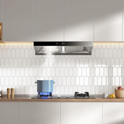 Vamos Tile Thicker Peel and Stick Backsplash Tile, White,10-Sheet | Self Adhesive Vinyl Wall Tiles with Gray Grout, Stick on Backsplash for Kitchen, Bathroom,RV,Laundry,11.1''x12''