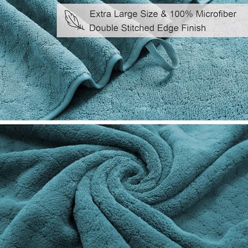 Extra Large Bath Towels Set 35x70 Inches - Luxury 600 GSM Oversized Bath Sheet Towel,Ultra Soft Microfiber - Quick Dry,Highly Absorbent Shower Towels Spa Hotel Bathroom Towel Set (4-Pack,Turquoise)