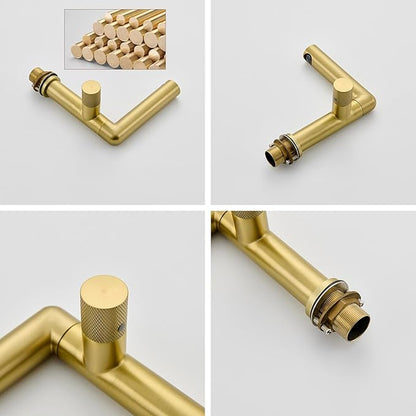 BiaoTeng One Hole Bathroom Faucet White with 360° Swivel Hot and Cold Brass Bathroom Faucet 1 Hole Single Handle