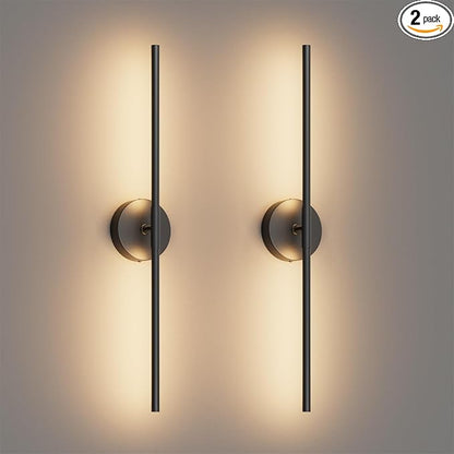 28In Black Wall Sconce Set of Two Hardwired 3000K LED Modern Wall Light Fixture 360° Rotatable for Living Room Hallway Bedroom(2 Pack)