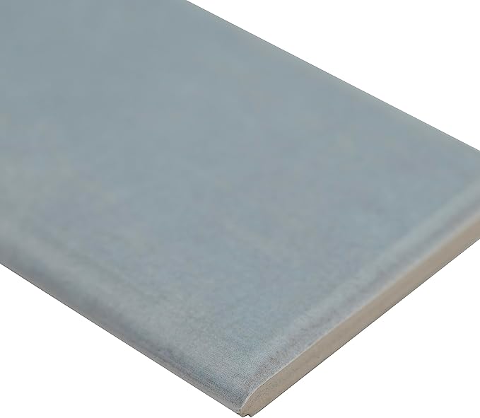 MSI Renzo Sky 3 in. x 12 in. Glossy Ceramic Subway Bullnose Trim, Bathroom and Kitchen Backsplash, Accent Wall, Shower Tile