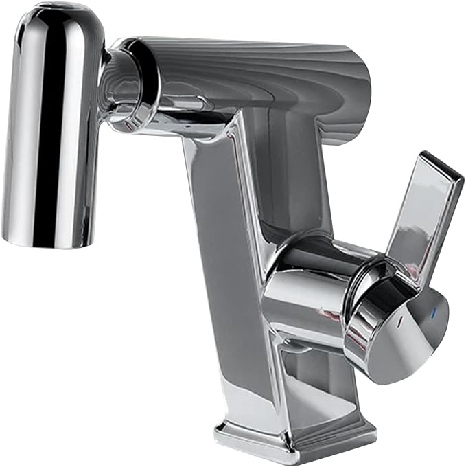 JRUIA White Bathroom Faucet, Brass Sink Mixer Tap, Pull Out Spray, Three Water Output Modes, Modern Swivel Kitchen Faucet,Silver