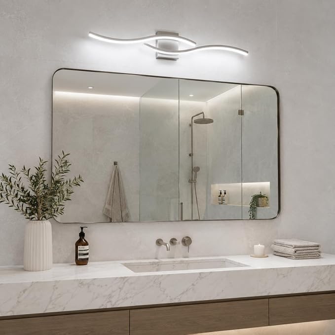 Modern Vanity Lights Dimmable Bathroom Light Fixtures Over Mirror Bathroom LED Vanity Light for Bathroom Living Room (Brushed Nickel,39.37Inch,5500K)