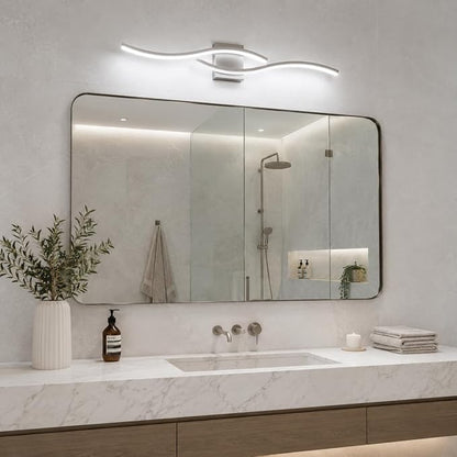 Modern Vanity Lights Dimmable Bathroom Light Fixtures Over Mirror Bathroom LED Vanity Light for Bathroom Living Room (Brushed Nickel,39.37Inch,5500K)