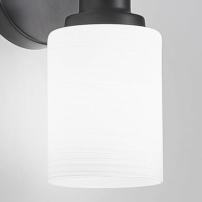 5-Light Bathroom Light Fixtures, E26 Base Vanity Lights for Mirror with Textured Milky White Glass Shade, Modern Kitchen Light Fixtures Wall Sconce Light - Black