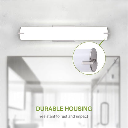 ASD LED 24" Vanity Wall Mount Light Fixture, Linear Bathroom Lighting Bar | 3CCT, Dimmable, Energy Star, ETL Listed | 25W 1950LM 3000-5000K 120V | Long Tube Bath Sconce Over Mirror | Nickel