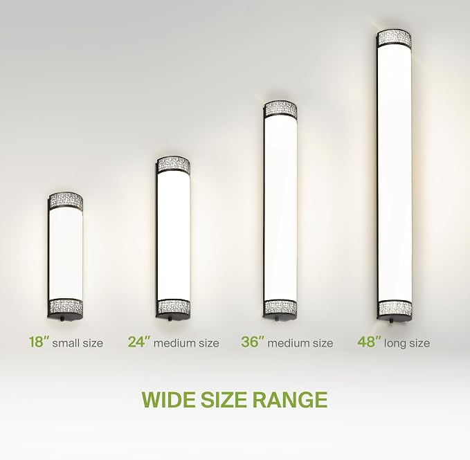 ASD 18 Inch LED Bathroom Vanity Light, 5CCT 2700K-5000K 20W, Dimmable Bathroom Light Fixtures, Modern Vanity Lights for Bathroom Lighting Fixtures Over Mirror, Wall Light Bar, Black, ETL