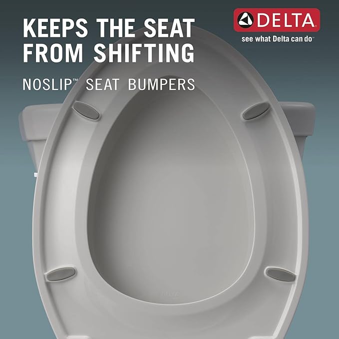 Delta Faucet Morgan Elongated Slow-Close White Toilet Seat with Non-Slip Seat Bumpers, White 811903-WH