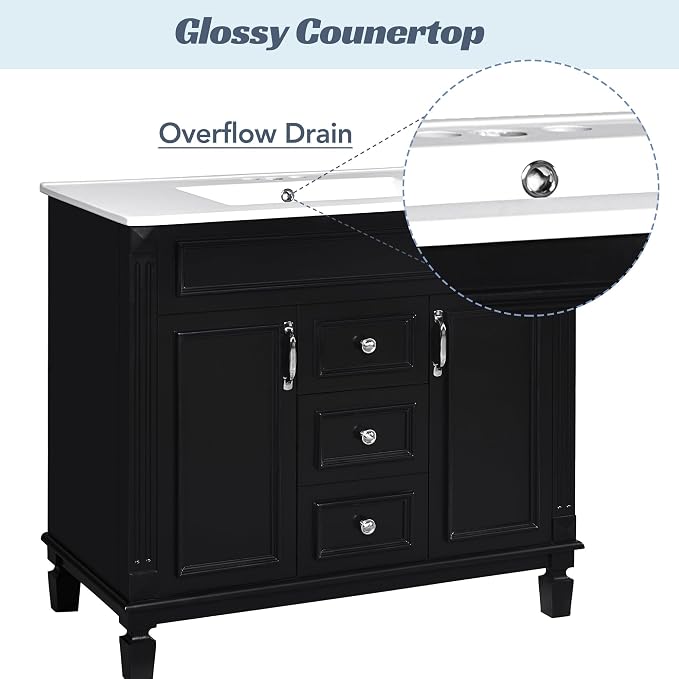 36" Bathroom Vanity with Sink Combo, Modern Wood Freestanding Storage Cabinet Set W/2 Soft Closing Doors and 2 Drawers