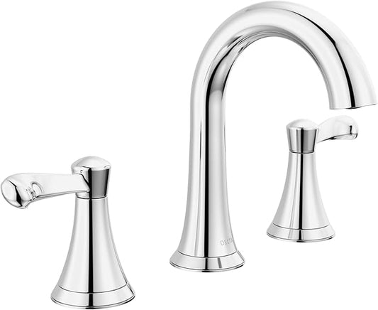 Delta Faucet Esato Widespread Bathroom Faucet Chrome, Bathroom Faucet 3 Hole, Bathroom Sink Faucet, Drain Assembly Included, Chrome 35897LF