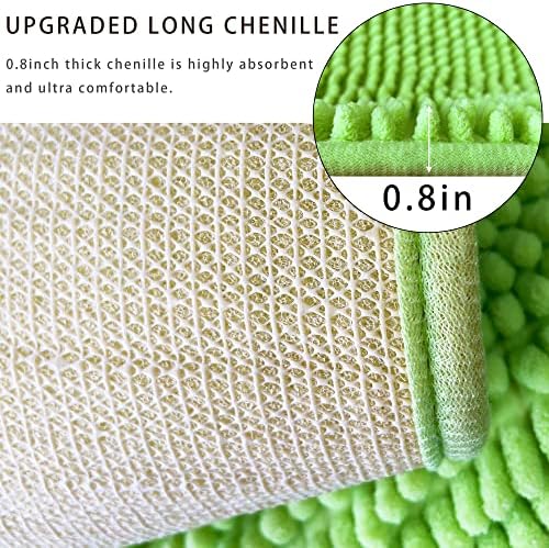 Chenille Bath Mat Microfiber Floor Mat Baby Bath Mat for Kids Washable Bathroom Dry Fast Water Absorbent Shower Mat Area Rugs (15.3" x 23.2", Green)
