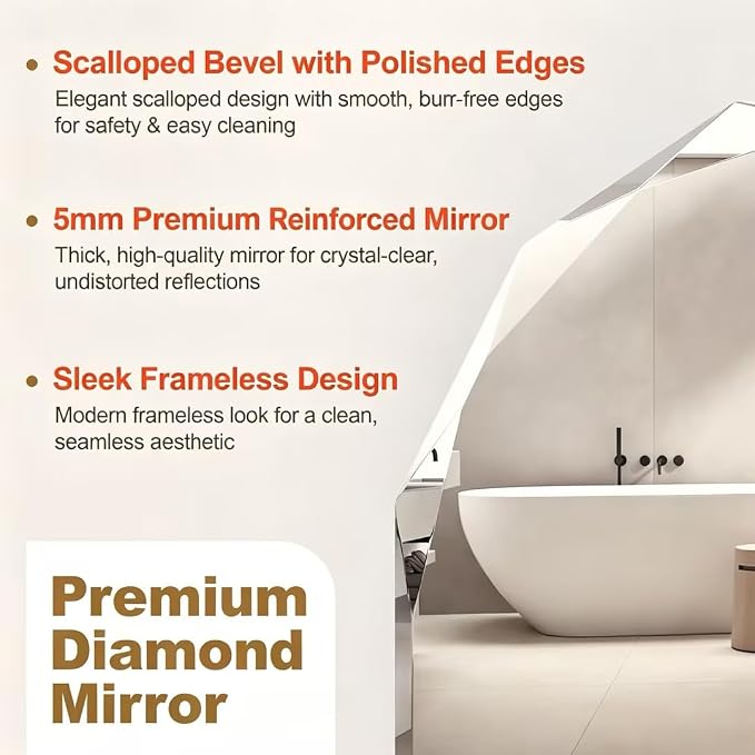 FKWin Luxury Diamond Frameless Medicine Cabinets for Bathroom, 30x21 Inch | Modern Bathroom Medicine Cabinet, Recessed medicine cabinet or surface mount medicine cabinet, Easy Install, Reversible Door