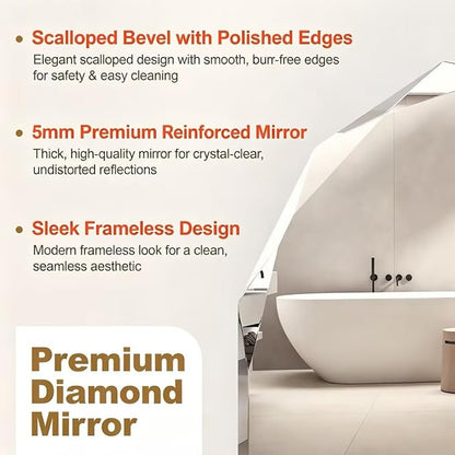 FKWin Luxury Diamond Frameless Medicine Cabinets for Bathroom, 30x21 Inch | Modern Bathroom Medicine Cabinet, Recessed medicine cabinet or surface mount medicine cabinet, Easy Install, Reversible Door