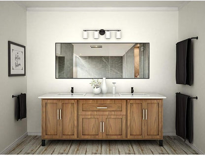 Replay Collection 4-Light Etched Glass Modern Bath Vanity Light Textured Black