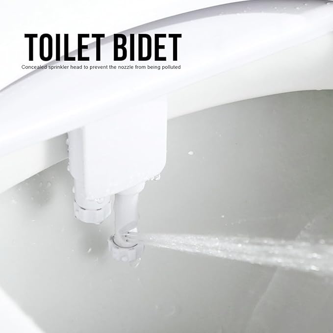 Bidet Attachment for Toilet, Dual Nozzle Non-Electric Bidet Sprayer with Adjustable Water Pressure, Self Cleaning Nozzles for Feminine and Rear Wash, Easy Installation for Home Bathroom