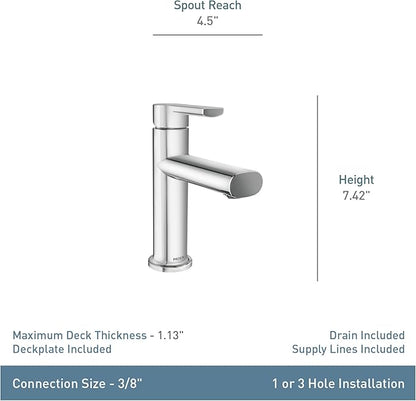 Moen Meena Bronzed Gold One-Handle Single Hole Modern Bathroom Sink Faucet with Optional Deckplate and Drain Assembly, 84794BZG