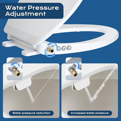 Bidet Toilet Seat – Non-Electric, Self-Cleaning Dual Nozzles for Frontal & Rear Wash, Adjustable Water Pressure, Slow-Close Lid, Fits Elongated Toilets – Hygienic & Eco-Friendly Upgrade (Elongated)