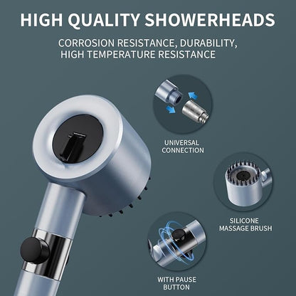Filtered Shower Head with Handheld, High Pressure Showerhead | 4 Spray &Pause Switch Upgraded Anti-clog Nozzles for Shower Head with 59" Explosion-Hose & Bracket for Hard Water & Pets,Blue