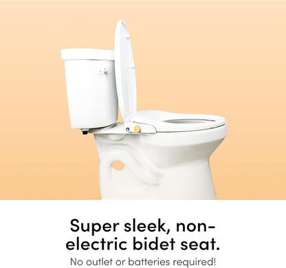 TUSHY Oasis Non-Electric Warm Water Bidet Seat (Round) | Self-Cleaning Dual Nozzles, Adjustable Temp & Pressure | 10-Min DIY Install, Soft-Close Lid, Sleek Design, Spa-Like Comfort, Bamboo Knob