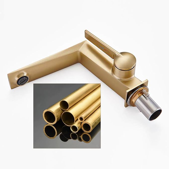 BiaoTeng One Hole Bathroom Faucet White Hot and Cold Brass Single Hole Bathroom Sink Faucets