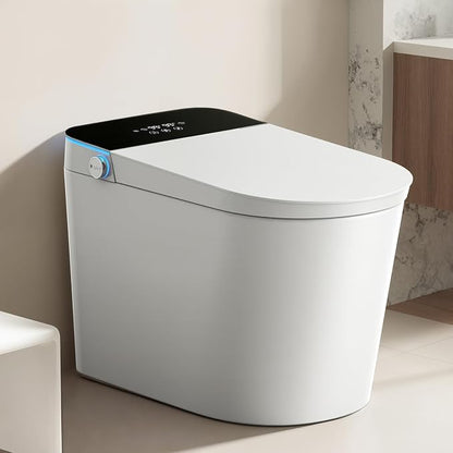 Smart Toilet with Bidet Built-in: Ultra Gentle Wash Bidet Toilet with Child Mode, Dual Flush One Piece Toilet with Auto Lid/Seat, Dryer, Foam, Remote, Heated Seat, Foot Sensor, Night Light, Pre-wet