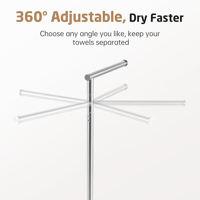 KES Hand Towel Holder Stand for Bathroom, Countertop Towel Stand Swivel with Marble Base, 17.3" 2 Arms Hand Towel Holder Freestanding Counter Top 18/8 Stainless Steel Brushed Finish, BTH233A-2 | Dual 360° Rotatable Arms, 3.3 Lb Marble Base For Stabilit...