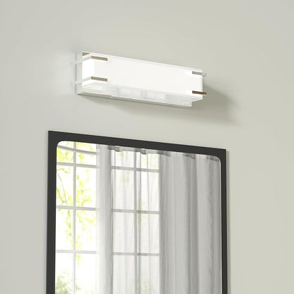 LED Bathroom Light Fixtures Over Mirror 16” Vanity Light with Milky White Lampshade 4000K Daylight Chrome Finishing Bath Bar (Chrome)